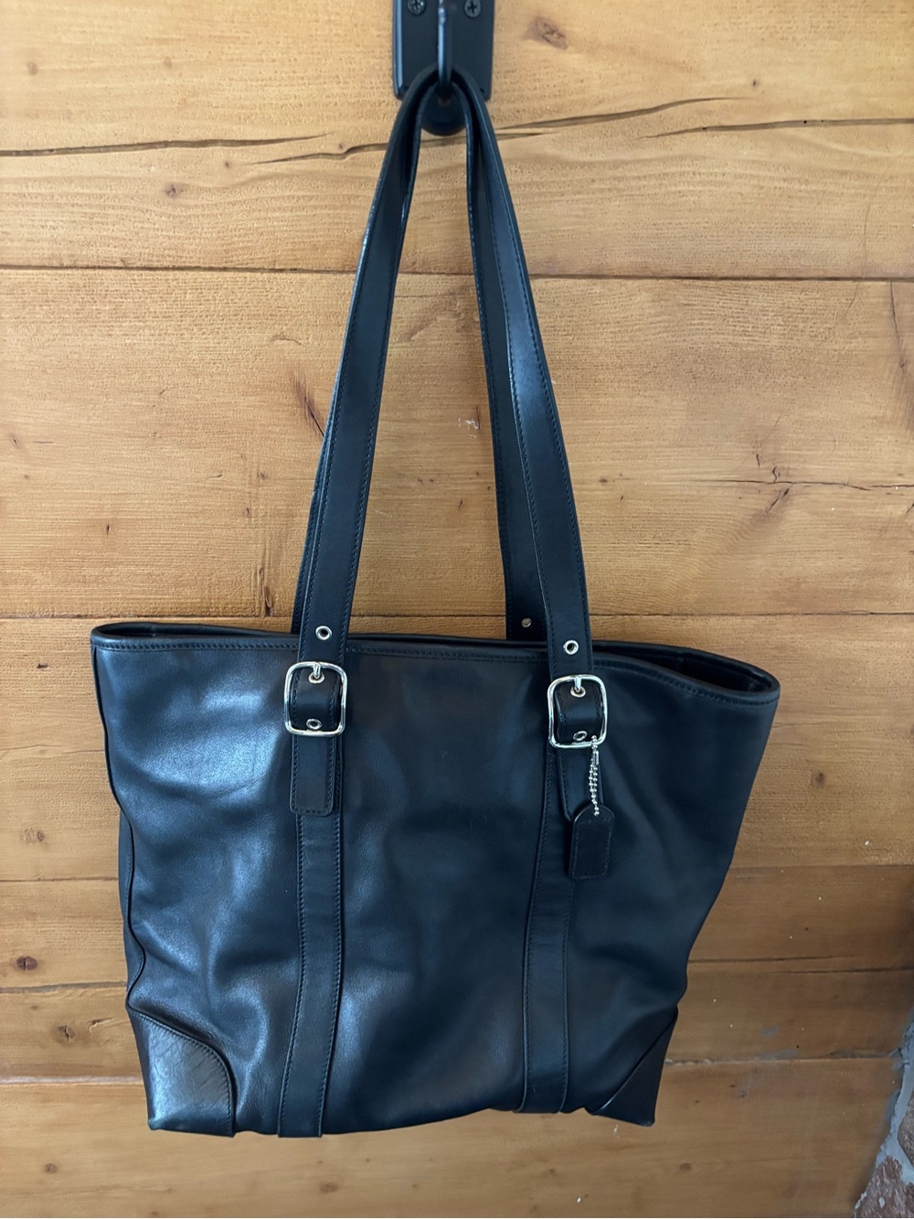 Vintage Coach Hampton Black Leather Tote Bag - Spacious Everyday Carry